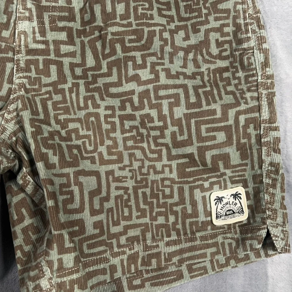 Howler Brothers Bros Pressure Drop Corduroy Shorts Mens 32 New Green Snake Maze